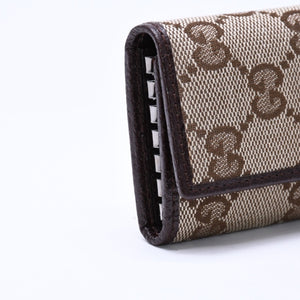 極美品 GUCCI グッチ キーケース 小物 イタリア製 GGキャンバス レザー ベージュ ブラウン シルバー金具 中古 4a006070