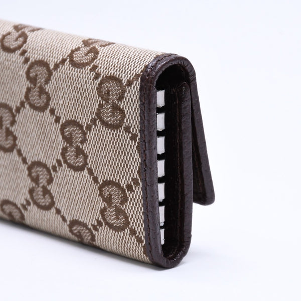 極美品 GUCCI グッチ キーケース 小物 イタリア製 GGキャンバス レザー ベージュ ブラウン シルバー金具 中古 4a006070
