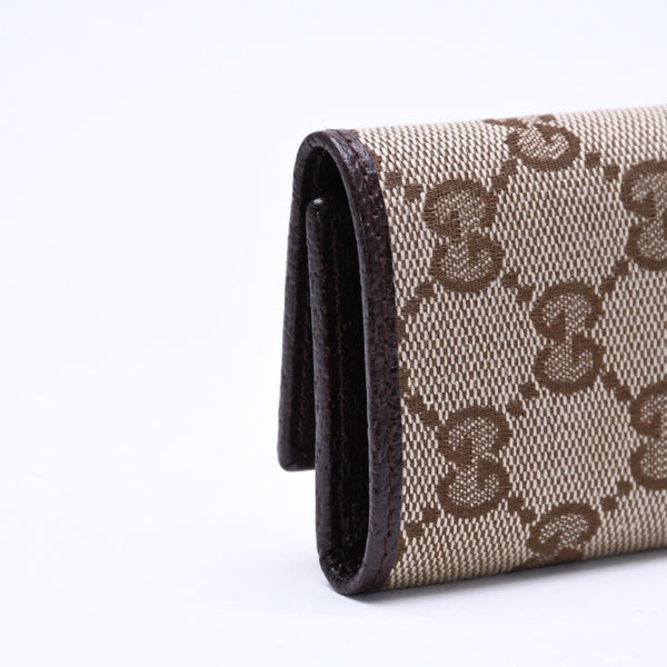 極美品 GUCCI グッチ キーケース 小物 イタリア製 GGキャンバス レザー ベージュ ブラウン シルバー金具 中古 4a006070
