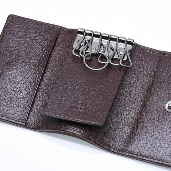 極美品 GUCCI グッチ キーケース 小物 イタリア製 GGキャンバス レザー ベージュ ブラウン シルバー金具 中古 4a006070