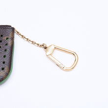 Load the image into the gallery viewer. 極美品 LOUIS VUITTON ルイヴィトン ペルフォ ポシェットクレ コインケース M95186 モノグラムペルフォ ブラウン グリーン 中古 4a006060