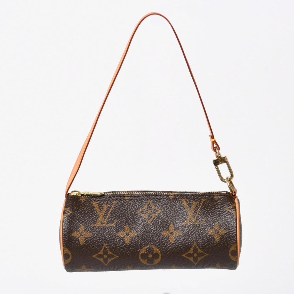 極美品 LOUIS VUITTON ルイヴィトン パピヨンポーチ モノグラム アクセサリーポーチ ブラウン ゴールド金具 中古 4a006083
