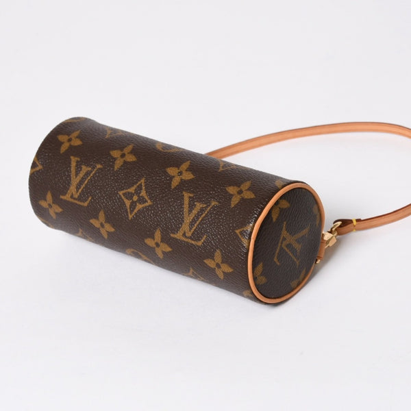 極美品 LOUIS VUITTON ルイヴィトン パピヨンポーチ モノグラム アクセサリーポーチ ブラウン ゴールド金具 中古 4a006083