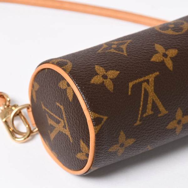 極美品 LOUIS VUITTON ルイヴィトン パピヨンポーチ モノグラム アクセサリーポーチ ブラウン ゴールド金具 中古 4a006083