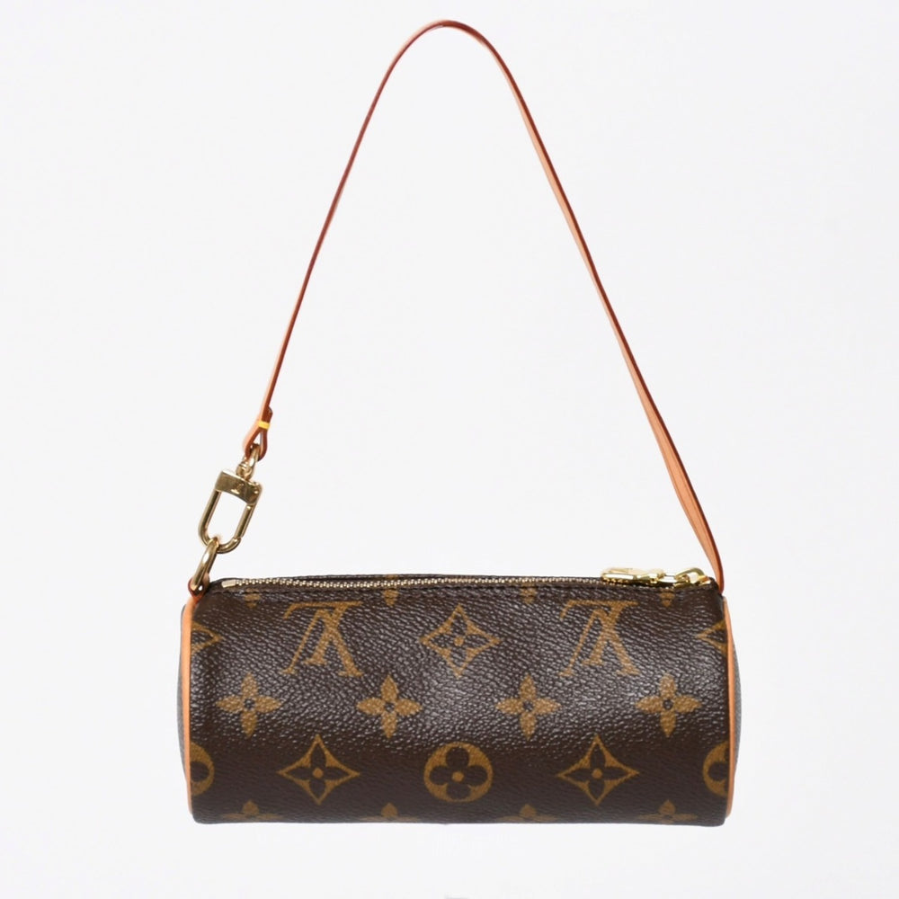 極美品 LOUIS VUITTON ルイヴィトン パピヨンポーチ モノグラム アクセサリーポーチ ブラウン ゴールド金具 中古 4a006083