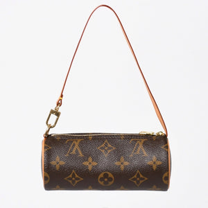 極美品 LOUIS VUITTON ルイヴィトン パピヨンポーチ モノグラム アクセサリーポーチ ブラウン ゴールド金具 中古 4a006083