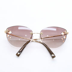 LOUIS VUITTON ルイヴィトン デスマヨ キャットアイ リムレスサングラス Z0051U サイズ60□15 135 ブラウン モノグラムフラワー ゴールド金具 美品 中古 4a006185