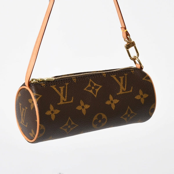 極美品 LOUIS VUITTON ルイヴィトン パピヨンポーチ モノグラム アクセサリーポーチ ブラウン ゴールド金具 中古 4a006083