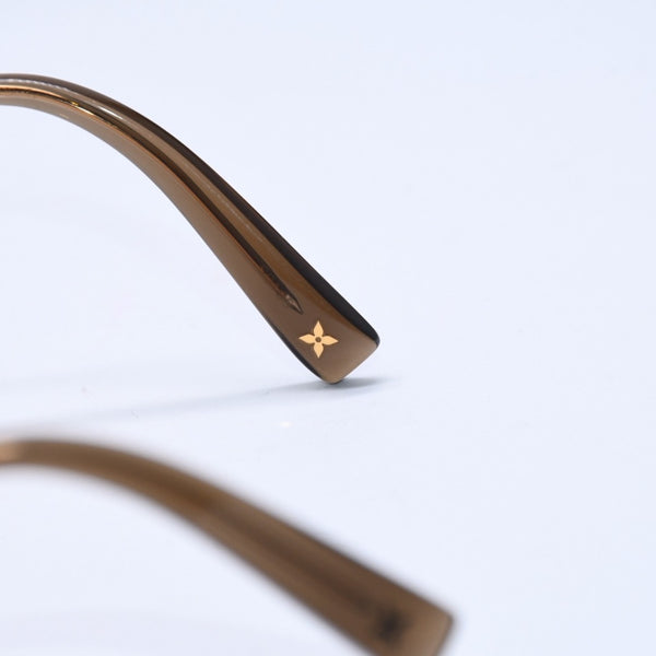 LOUIS VUITTON ルイヴィトン デスマヨ キャットアイ リムレスサングラス Z0051U サイズ60□15 135 ブラウン モノグラムフラワー ゴールド金具 美品 中古 4a006185