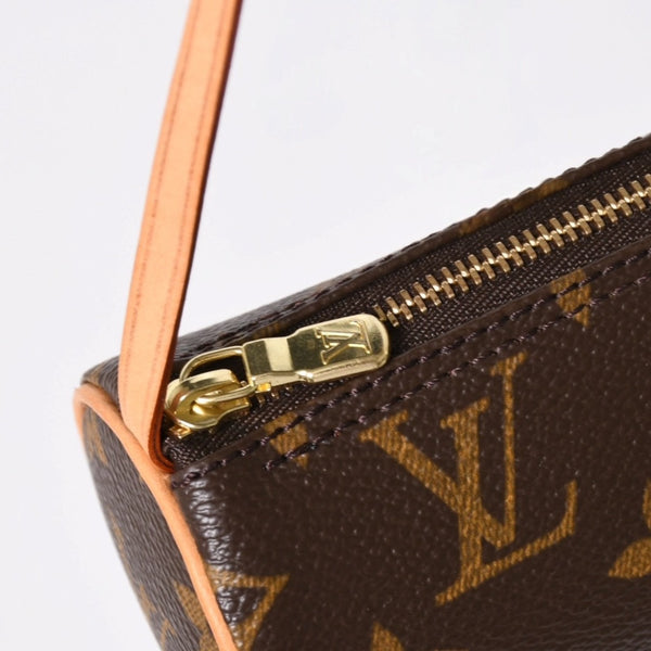 極美品 LOUIS VUITTON ルイヴィトン パピヨンポーチ モノグラム アクセサリーポーチ ブラウン ゴールド金具 中古 4a006083