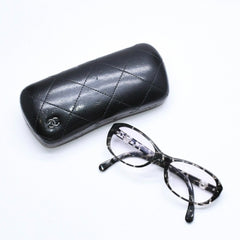 極美品 CHANEL シャネル 伊達メガネ アイウェア 3224-A c.1284 サイズ53□16 135 ココマーク フェイクパール ラメ マーブル 中古 4a006167