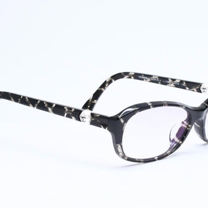 極美品 CHANEL シャネル 伊達メガネ アイウェア 3224-A c.1284 サイズ53□16 135 ココマーク フェイクパール ラメ マーブル 中古 4a006167