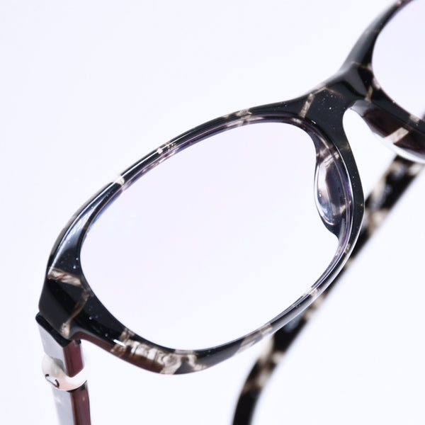 極美品 CHANEL シャネル 伊達メガネ アイウェア 3224-A c.1284 サイズ53□16 135 ココマーク フェイクパール ラメ マーブル 中古 4a006167