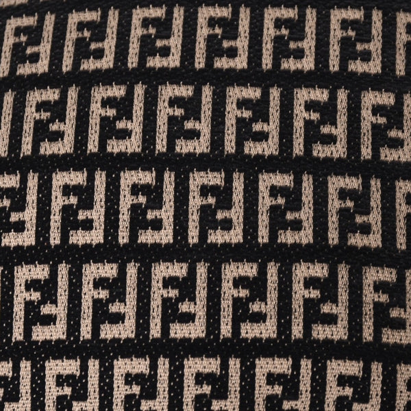 FENDI フェンディ ズッキーノ オイスター ワンショルダーバッグ キャンバス レザー ブラック ベージュ シルバー金具 美品 中古 4a003964