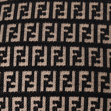 画像をギャラリービューアに読み込む, FENDI フェンディ ズッキーノ オイスター ワンショルダーバッグ キャンバス レザー ブラック ベージュ シルバー金具 美品 中古 4a003964