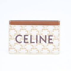 極美品 CELINE セリーヌ カードケース カードホルダー トリオンフキャンバス F-FG-1233 ブラウン ホワイト 中古 4a006066