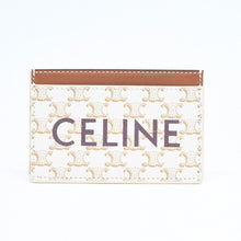 Load the image into the gallery viewer. 極美品 CELINE セリーヌ カードケース カードホルダー トリオンフキャンバス F-FG-1233 ブラウン ホワイト 中古 4a006066