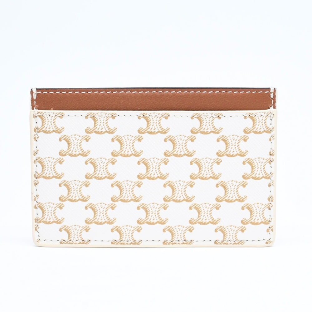 極美品 CELINE セリーヌ カードケース カードホルダー トリオンフキャンバス F-FG-1233 ブラウン ホワイト 中古 4a006066