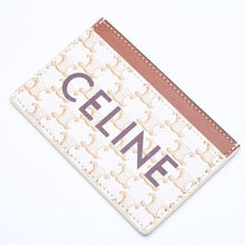 Load the image into the gallery viewer. 極美品 CELINE セリーヌ カードケース カードホルダー トリオンフキャンバス F-FG-1233 ブラウン ホワイト 中古 4a006066