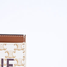 Load the image into the gallery viewer. 極美品 CELINE セリーヌ カードケース カードホルダー トリオンフキャンバス F-FG-1233 ブラウン ホワイト 中古 4a006066