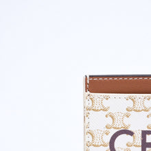 Load the image into the gallery viewer. 極美品 CELINE セリーヌ カードケース カードホルダー トリオンフキャンバス F-FG-1233 ブラウン ホワイト 中古 4a006066