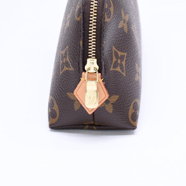 極美品 LOUIS VUITTON ルイヴィトン ポシェットコスメティックPM ポーチ M47515 モノグラム ブラウン ゴールド金具 中古 4a006089