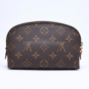 Very Good Condition LOUIS VUITTON Pochette Cosmetic PM Pouch M47515 Monogram Brown Gold Hardware Used 4a006099