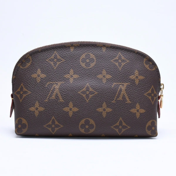 Very Good Condition LOUIS VUITTON Pochette Cosmetic PM Pouch M47515 Monogram Brown Gold Hardware Used 4a006099