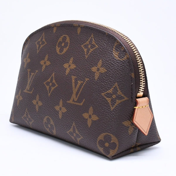 Very Good Condition LOUIS VUITTON Pochette Cosmetic PM Pouch M47515 Monogram Brown Gold Hardware Used 4a006099