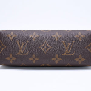 Very Good Condition LOUIS VUITTON Pochette Cosmetic PM Pouch M47515 Monogram Brown Gold Hardware Used 4a006099