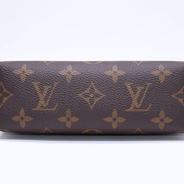 Very Good Condition LOUIS VUITTON Pochette Cosmetic PM Pouch M47515 Monogram Brown Gold Hardware Used 4a006099