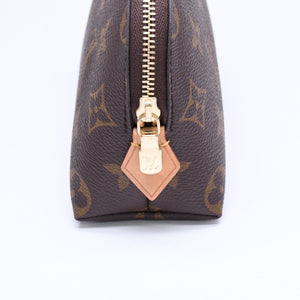 Very Good Condition LOUIS VUITTON Pochette Cosmetic PM Pouch M47515 Monogram Brown Gold Hardware Used 4a006099