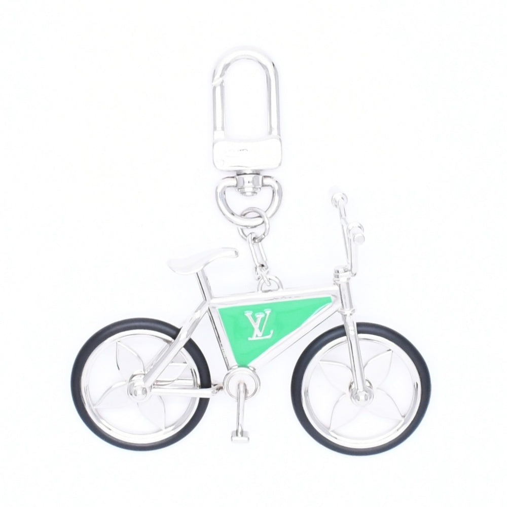 極美品 LOUIS VUITTON ルイヴィトン BIJOU DE SAC BIKE ビジューサック バイク チャーム キーホルダー M77148 シルバー グリーン 中古 4a006085