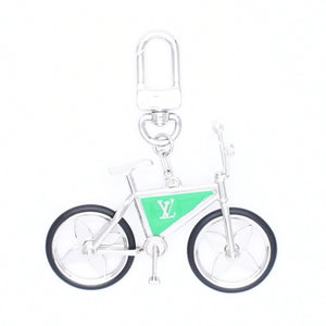 極美品 LOUIS VUITTON ルイヴィトン BIJOU DE SAC BIKE ビジューサック バイク チャーム キーホルダー M77148 シルバー グリーン 中古 4a006085