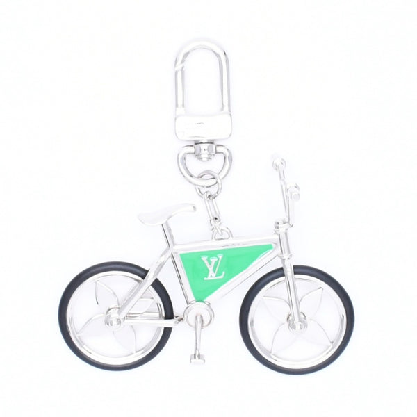 極美品 LOUIS VUITTON ルイヴィトン BIJOU DE SAC BIKE ビジューサック バイク チャーム キーホルダー M77148 シルバー グリーン 中古 4a006085