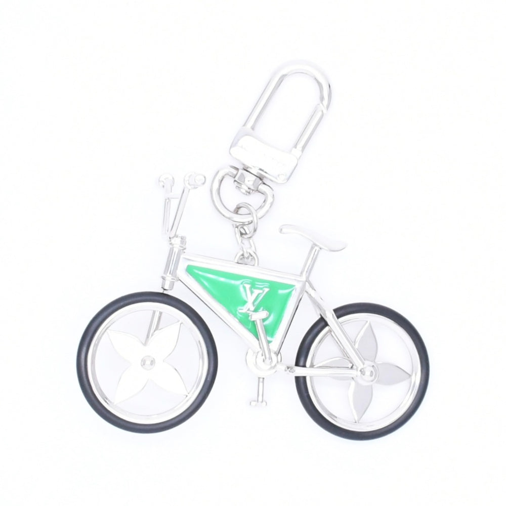 極美品 LOUIS VUITTON ルイヴィトン BIJOU DE SAC BIKE ビジューサック バイク チャーム キーホルダー M77148 シルバー グリーン 中古 4a006085