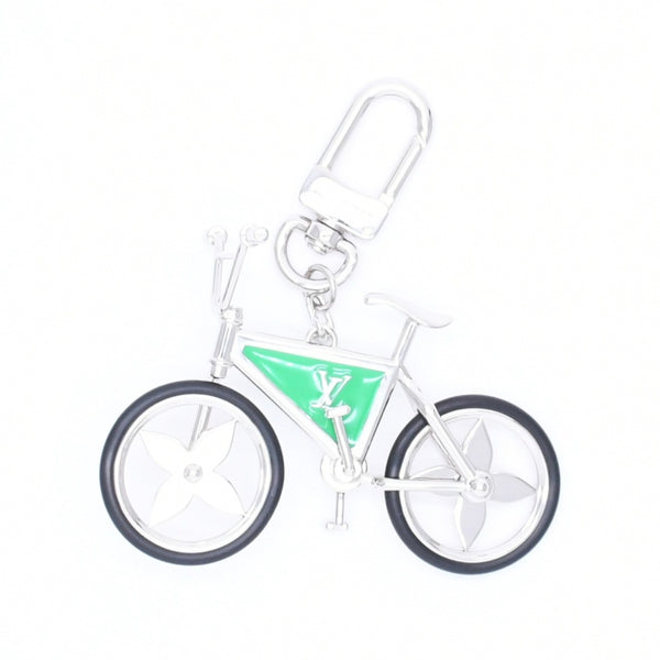 極美品 LOUIS VUITTON ルイヴィトン BIJOU DE SAC BIKE ビジューサック バイク チャーム キーホルダー M77148 シルバー グリーン 中古 4a006085