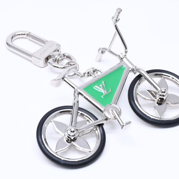 極美品 LOUIS VUITTON ルイヴィトン BIJOU DE SAC BIKE ビジューサック バイク チャーム キーホルダー M77148 シルバー グリーン 中古 4a006085