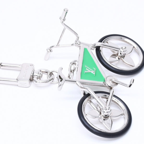 極美品 LOUIS VUITTON ルイヴィトン BIJOU DE SAC BIKE ビジューサック バイク チャーム キーホルダー M77148 シルバー グリーン 中古 4a006085
