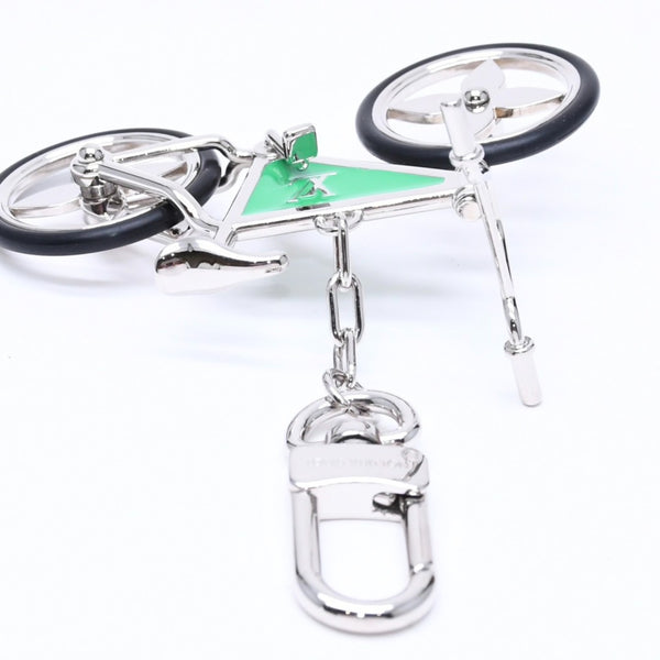 極美品 LOUIS VUITTON ルイヴィトン BIJOU DE SAC BIKE ビジューサック バイク チャーム キーホルダー M77148 シルバー グリーン 中古 4a006085