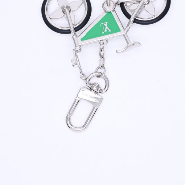 極美品 LOUIS VUITTON ルイヴィトン BIJOU DE SAC BIKE ビジューサック バイク チャーム キーホルダー M77148 シルバー グリーン 中古 4a006085