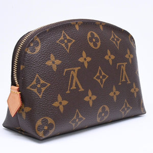 極美品 LOUIS VUITTON ルイヴィトン ポシェットコスメティックPM ポーチ M47515 モノグラム ブラウン ゴールド金具 中古 4a006089