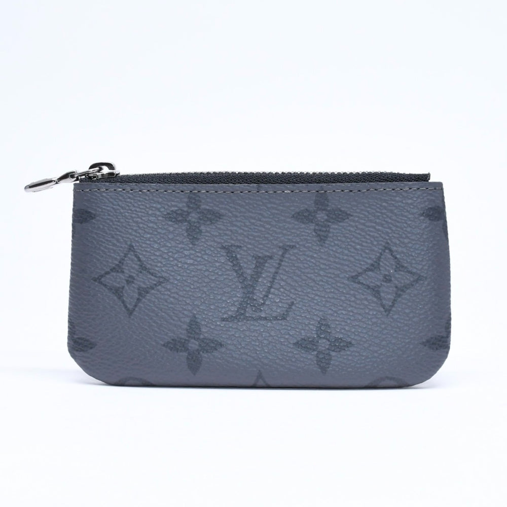 極美品 LOUIS VUITTON ルイヴィトン モノグラム・エクリプス ポシェット・クレ M80905 コインケース ブラック グレー 中古 4a006092