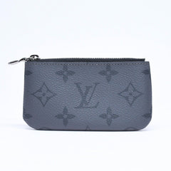 極美品 LOUIS VUITTON ルイヴィトン モノグラム・エクリプス ポシェット・クレ M80905 コインケース ブラック グレー 中古 4a006092