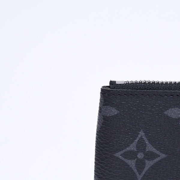 極美品 LOUIS VUITTON ルイヴィトン モノグラム・エクリプス ポシェット・クレ M80905 コインケース ブラック グレー 中古 4a006092