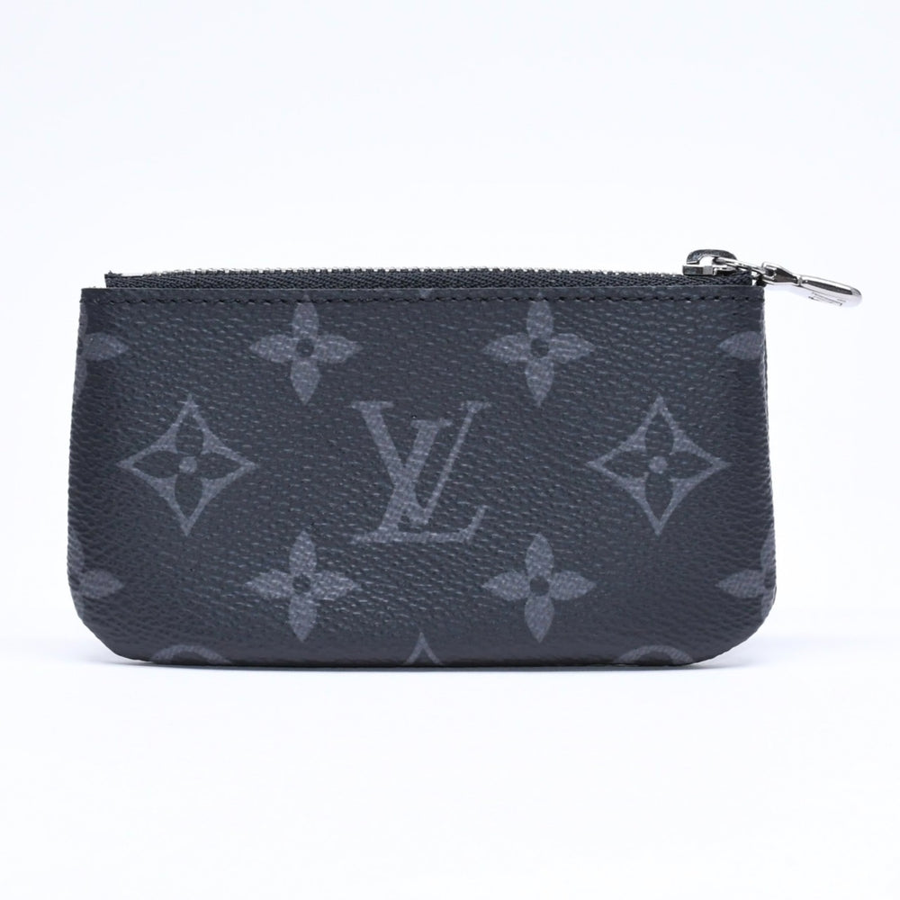 極美品 LOUIS VUITTON ルイヴィトン モノグラム・エクリプス ポシェット・クレ M80905 コインケース ブラック グレー 中古 4a006092