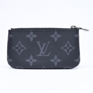 極美品 LOUIS VUITTON ルイヴィトン モノグラム・エクリプス ポシェット・クレ M80905 コインケース ブラック グレー 中古 4a006092