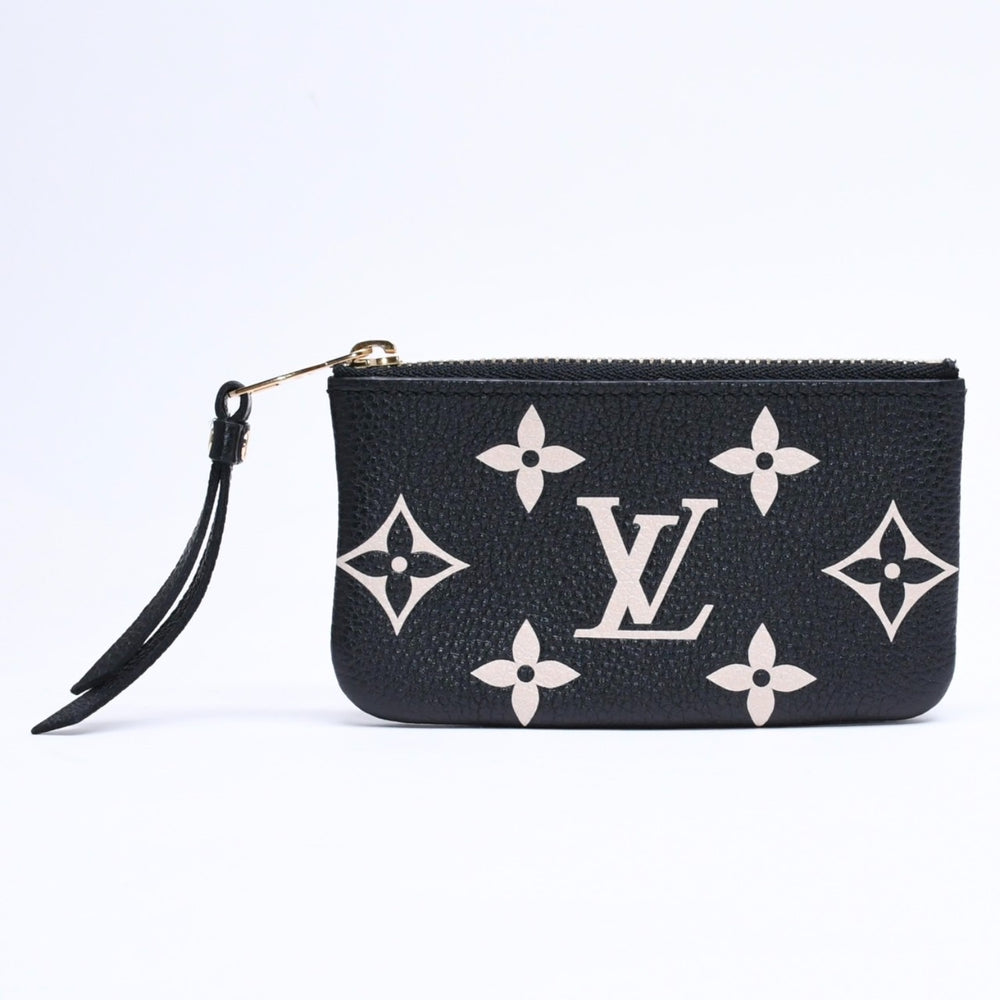 極美品 LOUIS VUITTON ルイヴィトン コインケース モノグラム・アンプラント ノワール ポシェットクレ M80885 ブラック ベージュ 中古 4a006053