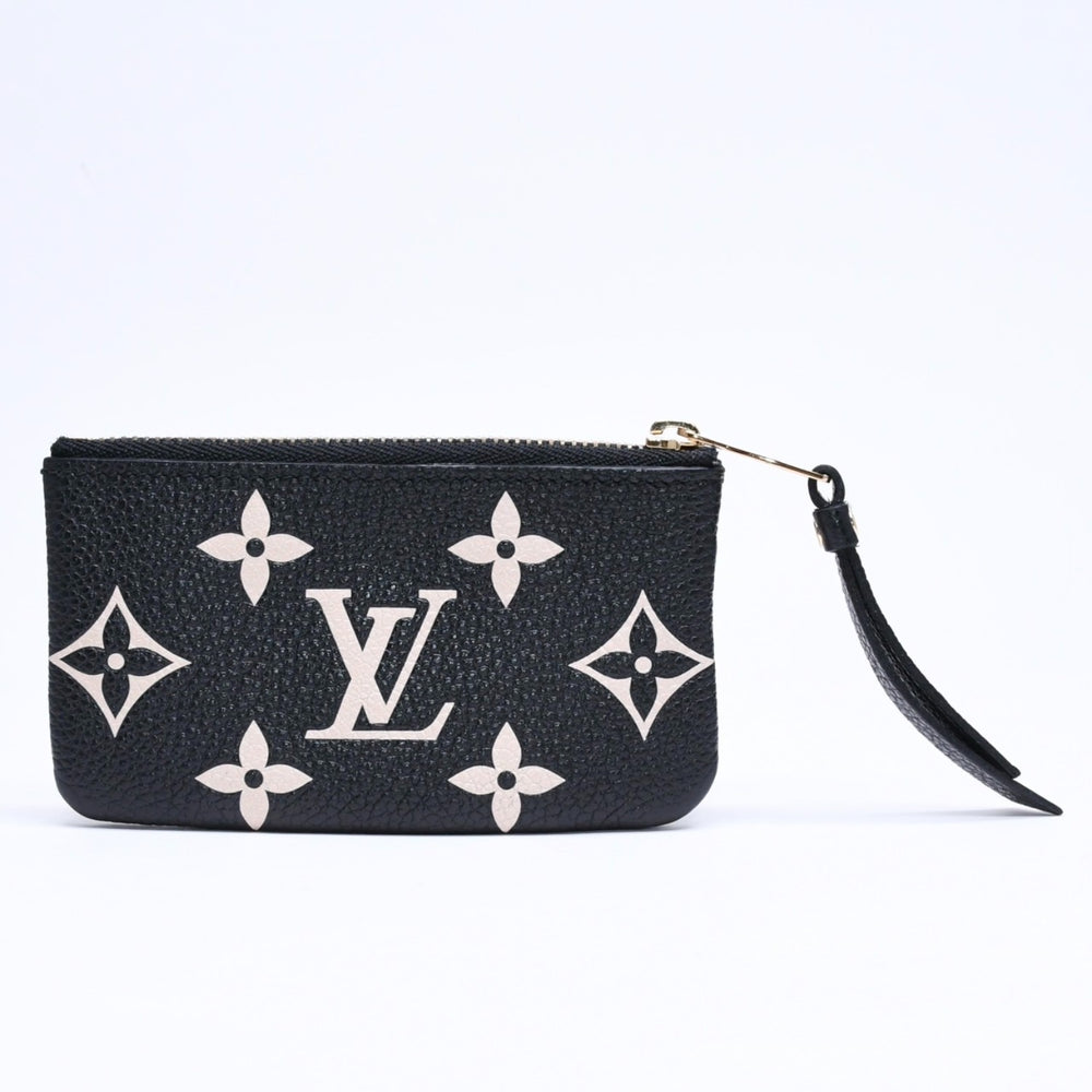 極美品 LOUIS VUITTON ルイヴィトン コインケース モノグラム・アンプラント ノワール ポシェットクレ M80885 ブラック ベージュ 中古 4a006053