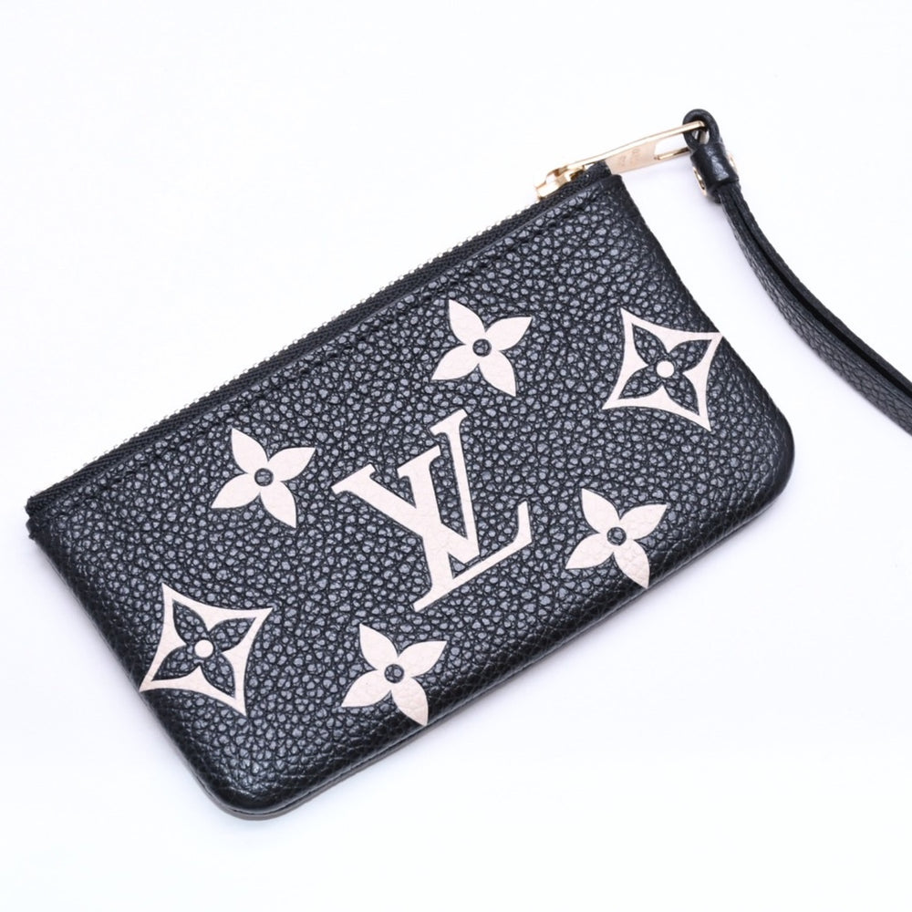 極美品 LOUIS VUITTON ルイヴィトン コインケース モノグラム・アンプラント ノワール ポシェットクレ M80885 ブラック ベージュ 中古 4a006053